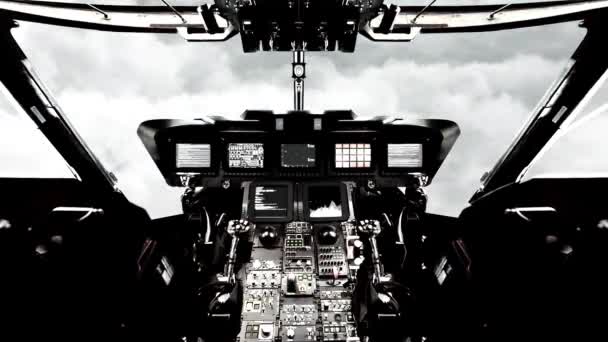 Nave Espacial Cockpit Voando Através Das Nuvens — Vídeo de Stock