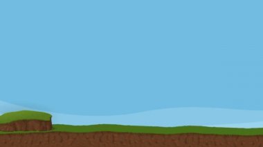 Animasyon çizgi film yeşil çimen ile çarpmak