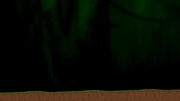 Ein Spaziergang im dunklen Wald animierter Zeichentrickfilm — Stockvideo