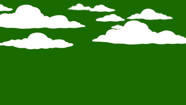 Cartoon wolken op een groen scherm — Stockvideo