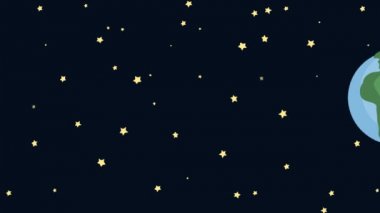 Çizgi film Dünya'dan yıldızlı gece boşlukla