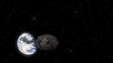 Gezegen dünyaya doğru uçan asteroit