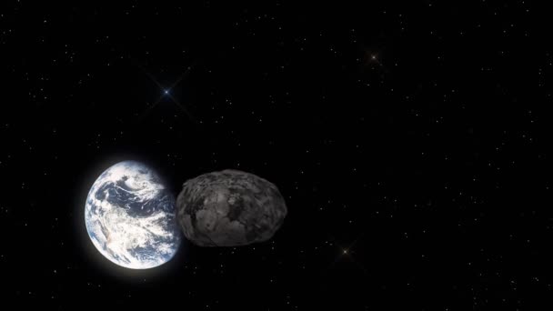 Asteroide Volare verso il pianeta Terra — Video Stock