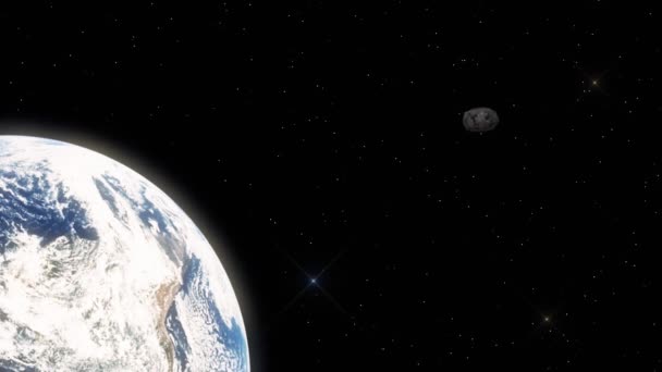 Planetoïde zweven naar aarde — Stockvideo