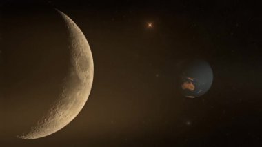 Uzaydan Dünya ve Ay İllüstrasyonu