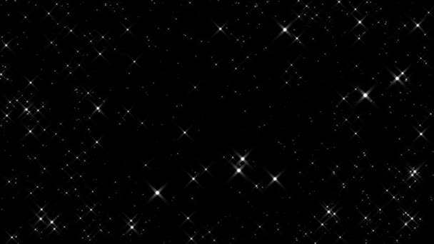 Estrellas brillantes volando sobre un fondo negro — Vídeos de Stock