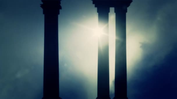 Greek Pillars on a Foggy day Background — Stock Video