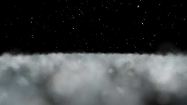星空の夜に雲の上の飛行 — ストック動画