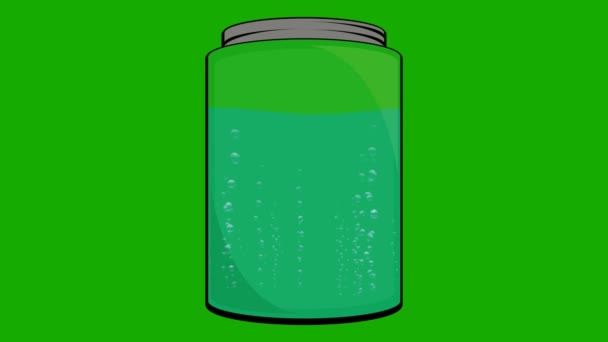 Cartoon Animation of a Jar Fill with Liquid with Bubbles — Stock Video