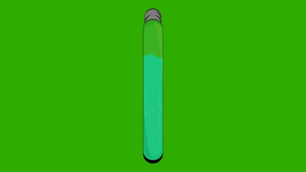 Animated Cartoon Lab Tube Filled with Liquid — Stock Video