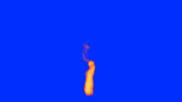在蓝色屏幕上的动画的火焰 — 图库视频影像