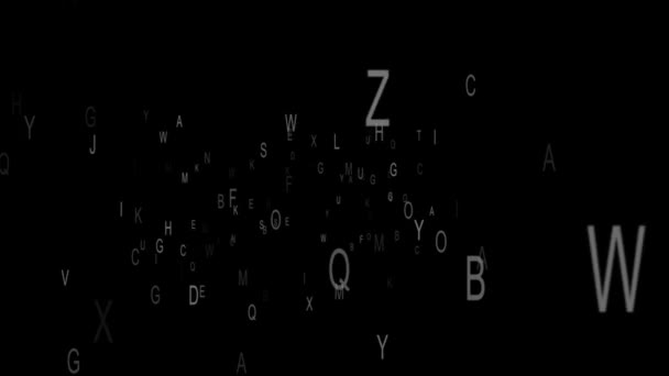 Γράμματα που τρέχει γρήγορα, πάνω σε μαύρο φόντο — Αρχείο Βίντεο