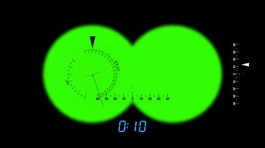 Bakış açısı ile bir dürbün yeşil ekran animasyon üzerinde