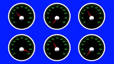 Mavi Ekranda Farklı Hızda Araç Hız Ölçer