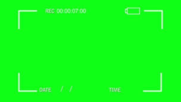 Интерфейс экрана видеокамеры на зеленом фоне — стоковое видео