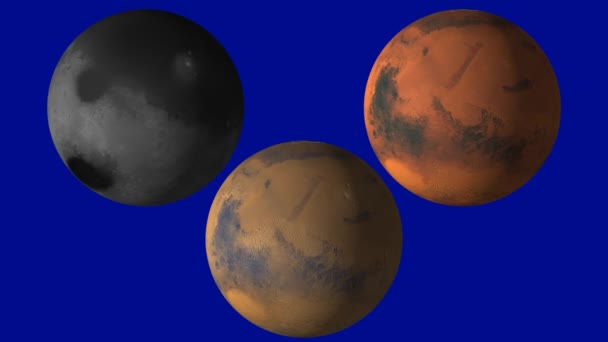 4 k 行星火星旋转在绿色屏幕上 — 图库视频影像