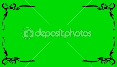 Çizgi film şerit knot köşe şekil kenarlıkları yeşil ekran arka plan 4k