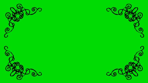 Real Animated Cartoon Decorative Shaped Border Corners on a Green Screen Background 4K — Stock Video