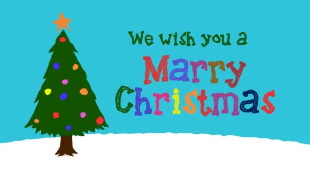 Vi önskar dig en Marry Christmas tecknade i 4k — Stockvideo