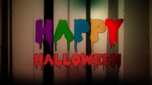Spooky bos met Happy Halloween wenskaart — Stockvideo