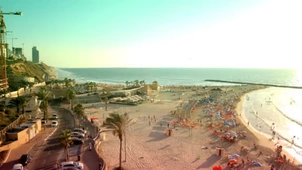 Netanya Beach yüksek sezon zaman atlamalı — Stok video
