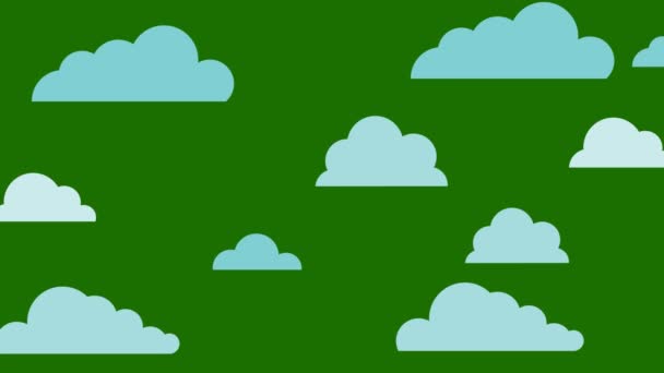 Nuvens de desenhos animados pairando sobre um Backgroun tela verde — Vídeo de Stock