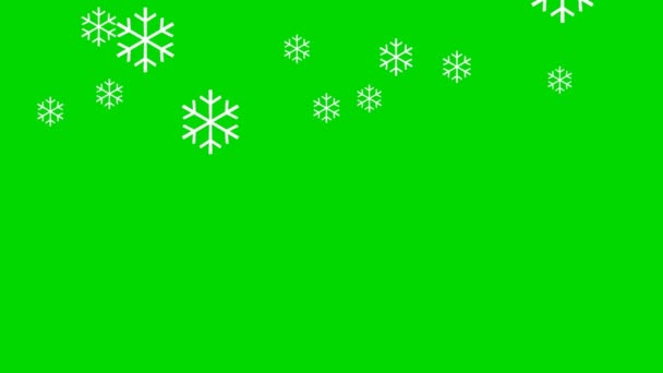 Animación de copos de nieve en un fondo de pantalla verde — Vídeo de stock