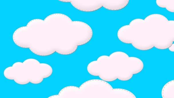 Puffy Cartoon Clouds on a Bright Blue Sky Animation — Stock Video