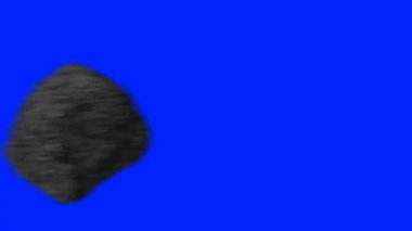 Bir mavi ekran arka plan üzerinde uçan bir büyük büyük kaya ot göktaşı