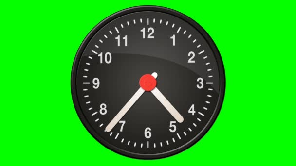 Reloj haciendo un ciclo completo de 24 horas en un fondo de pantalla verde — Vídeos de Stock