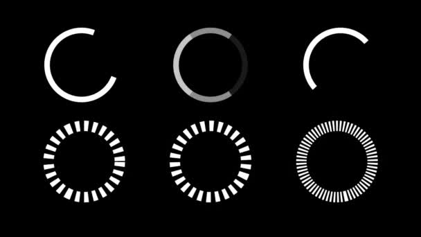 Loading Page Buttons Icons on a Black Screen — Stock Video