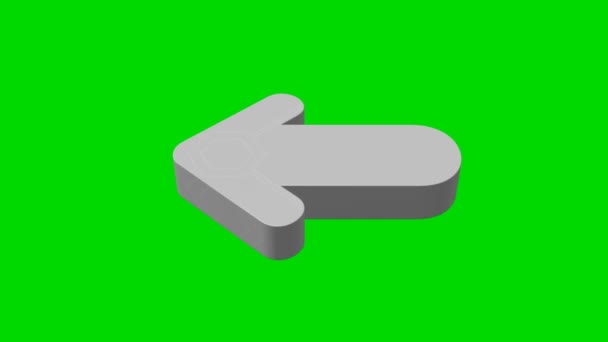 Flecha blanca gruesa girar y bucle en un fondo de pantalla verde — Vídeos de Stock