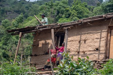 Nepal köylerinin sakinleri. Nepal 'de. Naa köyü. 15 Mayıs 2018