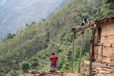 Nepal köylerinin sakinleri. Nepal 'de. Naa köyü. 15 Mayıs 2018