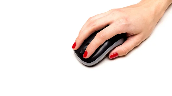 Ręka za pomocą myszki komputerowej — Zdjęcie stockowe