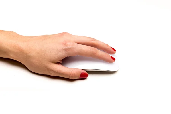 Hand using computer mouse — Stock Photo, Image