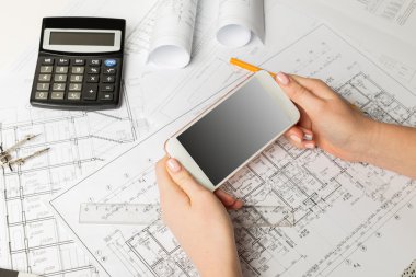İnşaat sektöründe Mimarlık mimari planlar proje rulo