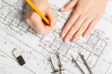 İnşaat sektöründe Mimarlık mimari planlar proje rulo