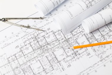 İnşaat sektöründe Mimarlık mimari planlar proje rulo