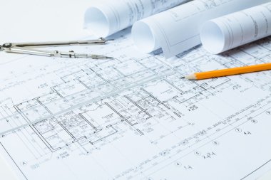 İnşaat sektöründe Mimarlık mimari planlar proje rulo