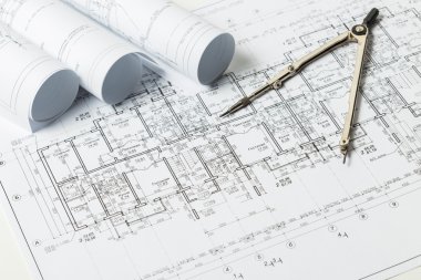 İnşaat sektöründe Mimarlık mimari planlar proje rulo