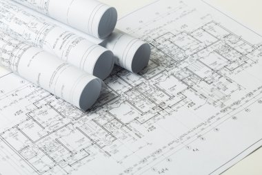 İnşaat sektöründe Mimarlık mimari planlar proje rulo