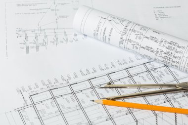İnşaat sektöründe Mimarlık mimari planlar proje rulo