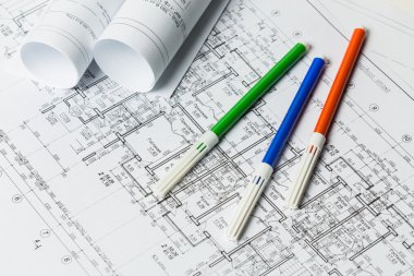 İnşaat sektöründe Mimarlık mimari planlar proje rulo