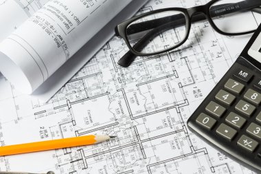 İnşaat sektöründe Mimarlık mimari planlar proje rulo