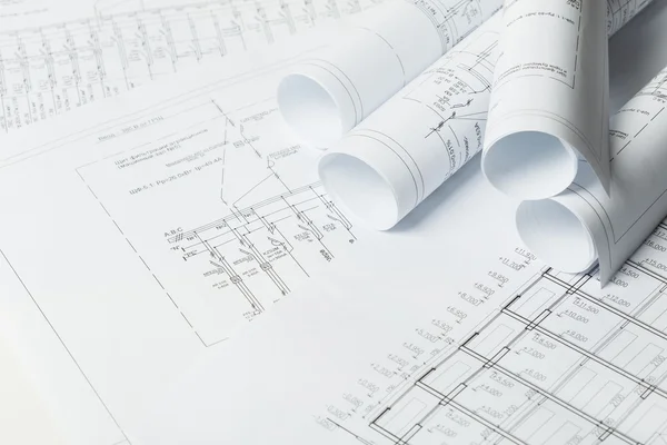 建筑行业建筑卷建筑计划项目 — 图库照片