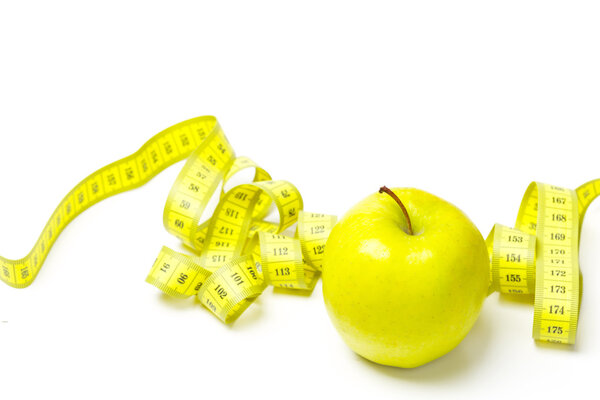 apple with measuring tape