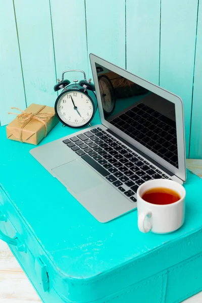 Cozy workplace with laptop — Stock Photo, Image