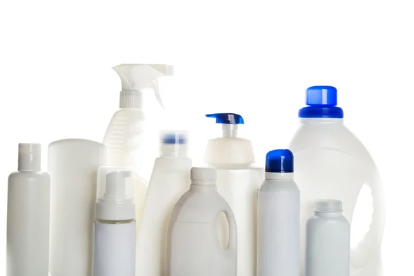 Cleaning products in plastic containers — Stock Photo, Image