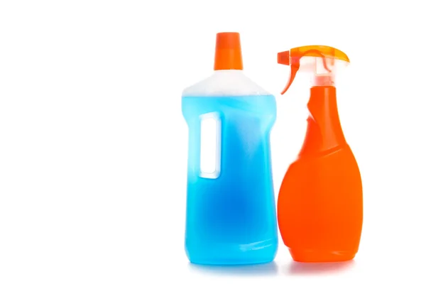 Cleaning products in plastic containers — Stock Photo, Image